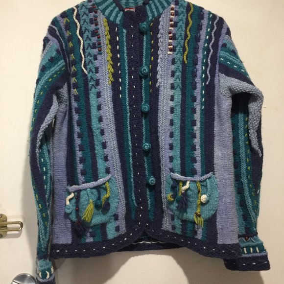 NEWARI HAND KNIT CARDIGAN SWEATERS SIZE XL - Picture 4 of 8